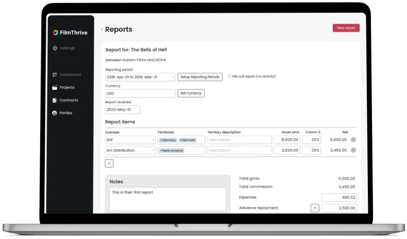 Screenshot of FilmThrive on a laptop.